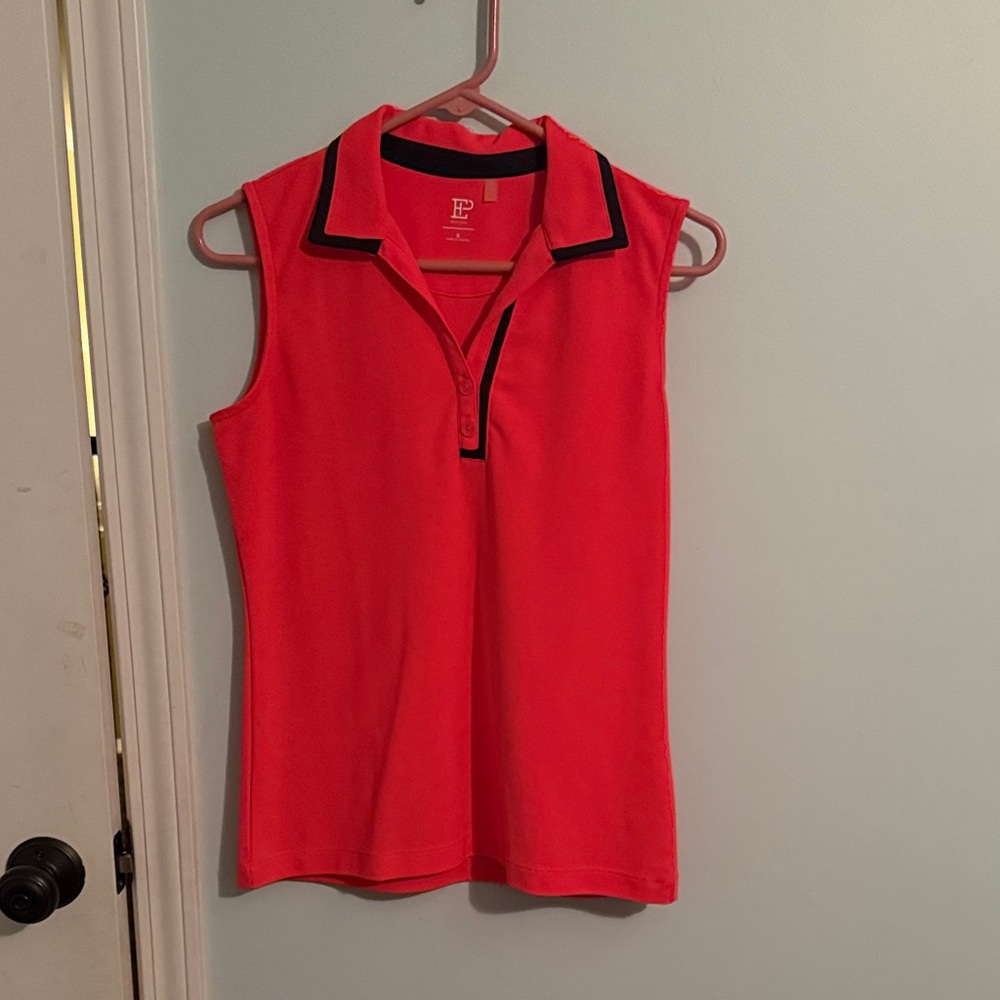 Sleeveless Red Polo Top